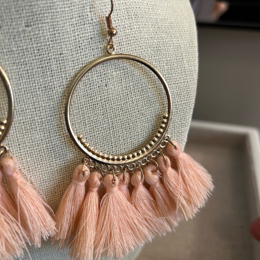 Peach Tassel Earrings